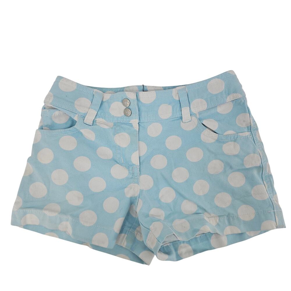 Mini Boden girls' pastel blue polka dot cotton shorts 7 - 8 Y 4024